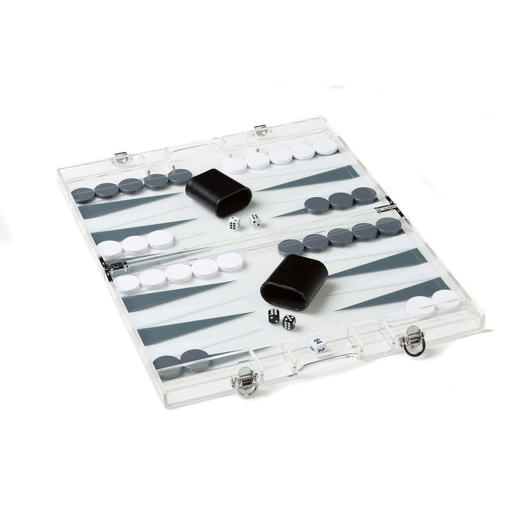 Acrylic Backgammon Set (Grey & White)