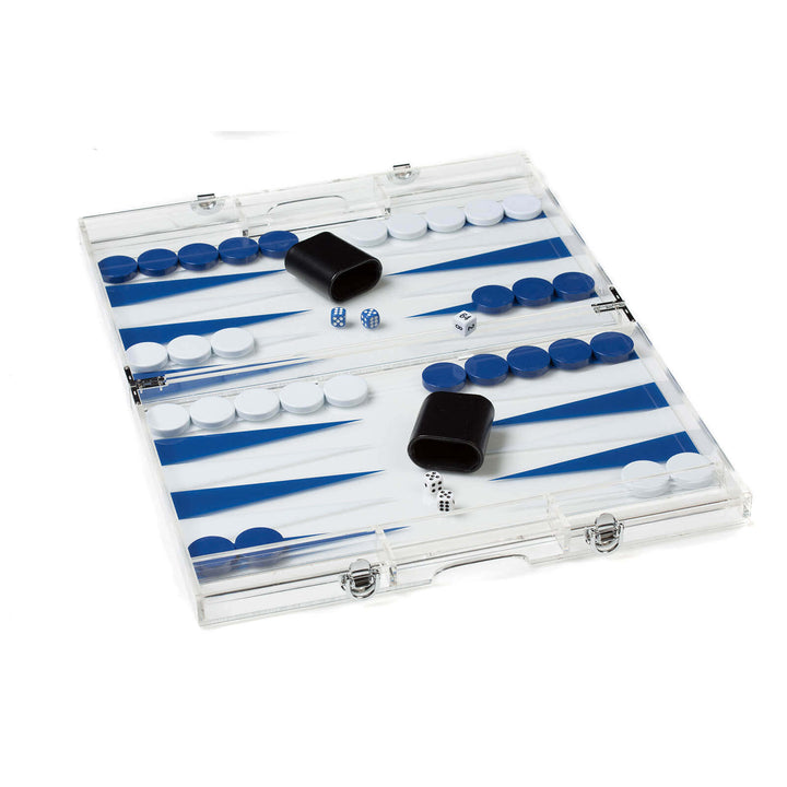 Acrylic Backgammon Set (Blue & White)