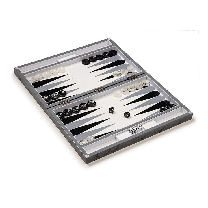 Grey Patina Lacquer Backgammon Set