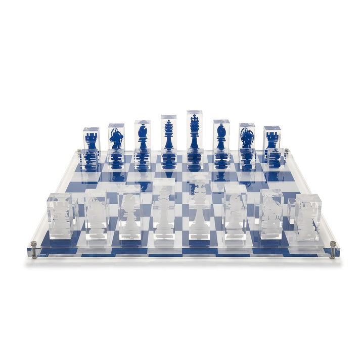 Acrylic Chess Set (Blue & White)