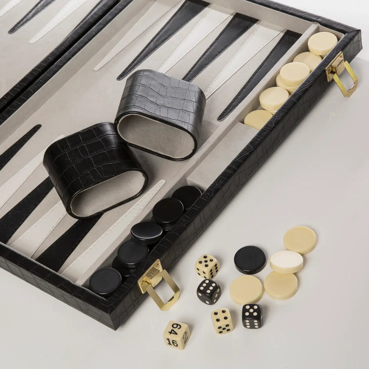 Black Crocodile Backgammon Set