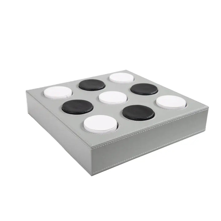 Vegan Leather Tic Tac Toe Set in Grey