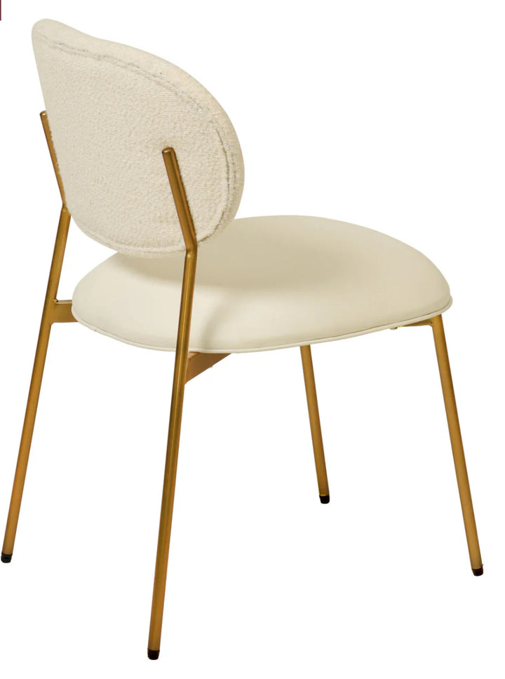 BOUCLE & VEGAN LEATHER DINING CHAIR