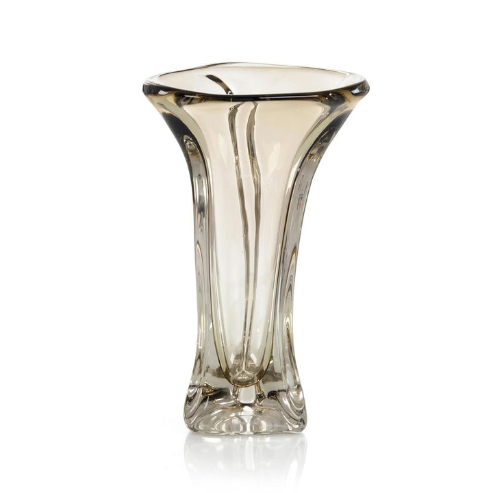 ABSTRACT BROWN HANDBLOWN GLASS VASE I