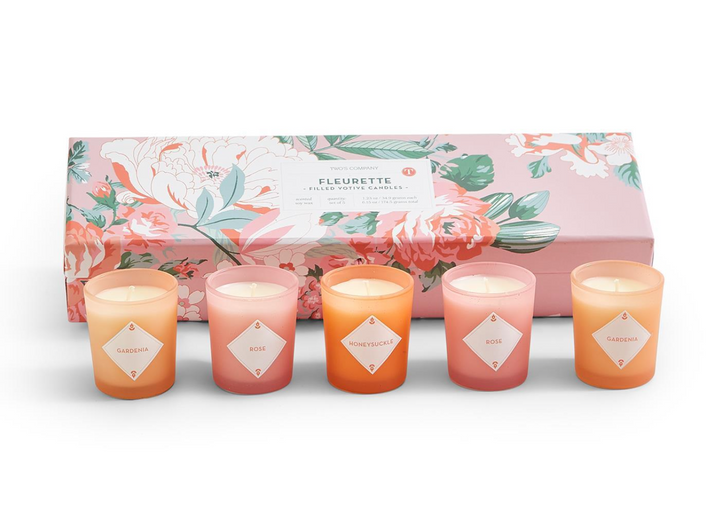 Fleurette S/5 Scented Candles in Gift Box