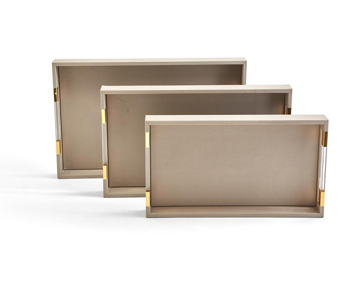 Taupe Faux Stingray Trays - Set of 3