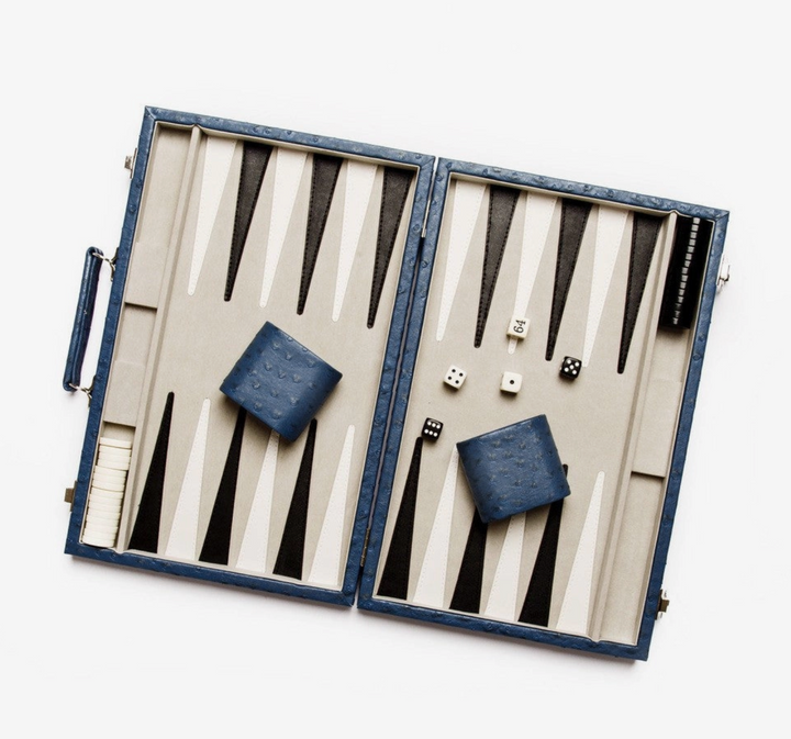 Blue Ostrich Backgammon Set