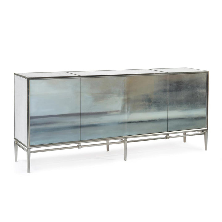 SLATED FOUR-DOOR CREDENZA